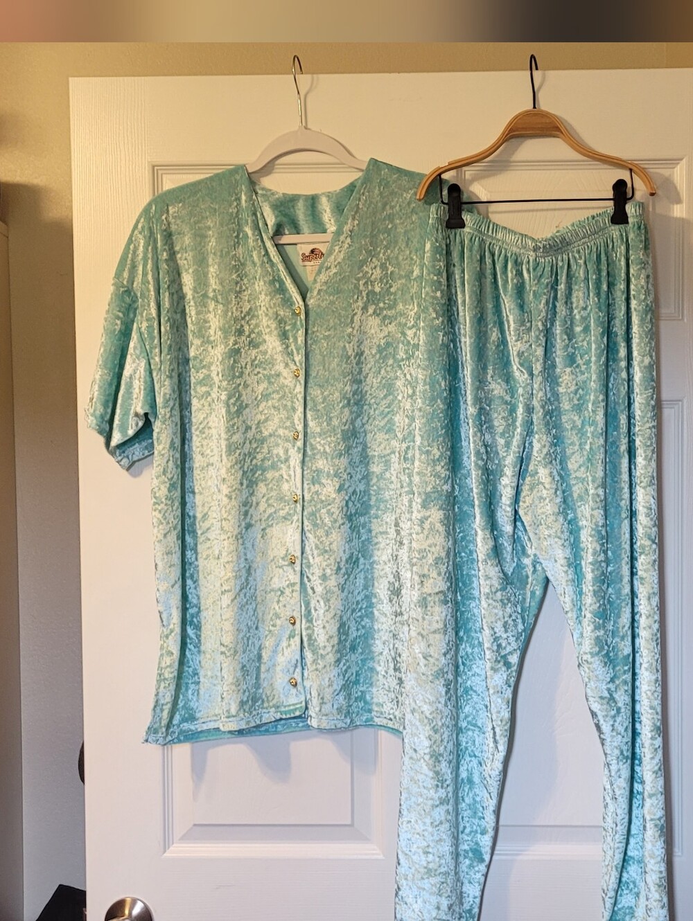 Vintage SUPERFINE Velvet Button-Front Set - Mint